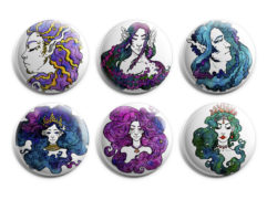 Mermaids (Watercolor) Magnet Sets, 1 & 1.5 Inch